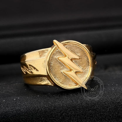 Gold Lightning Stainless Steel Ring