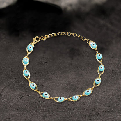 Gold Plated Evil Eye Stainless Steel Bracelet