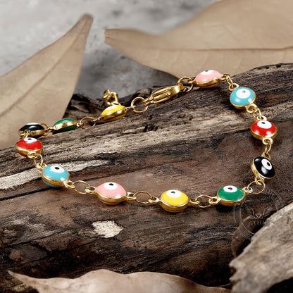 Gold Plated Evil Eye Stainless Steel Bracelet