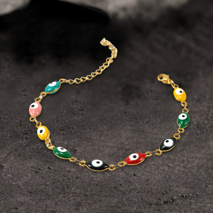 Gold Plated Evil Eye Stainless Steel Bracelet