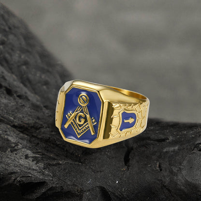 Gold Plated Freemason Stainless Steel Masonic Ring