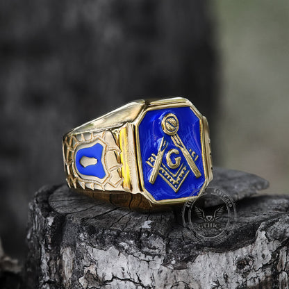 Gold Plated Freemason Stainless Steel Masonic Ring