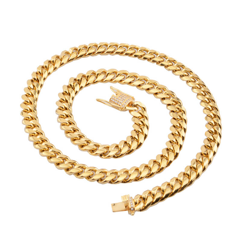 Golden Thick Cuban Chain Stainless Steel Necklace