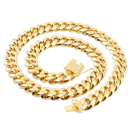 Golden Thick Cuban Chain Stainless Steel Necklace