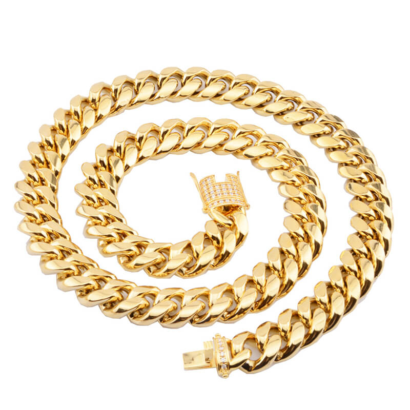 Golden Thick Cuban Chain Stainless Steel Necklace