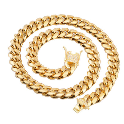 Golden Thick Cuban Chain Stainless Steel Necklace