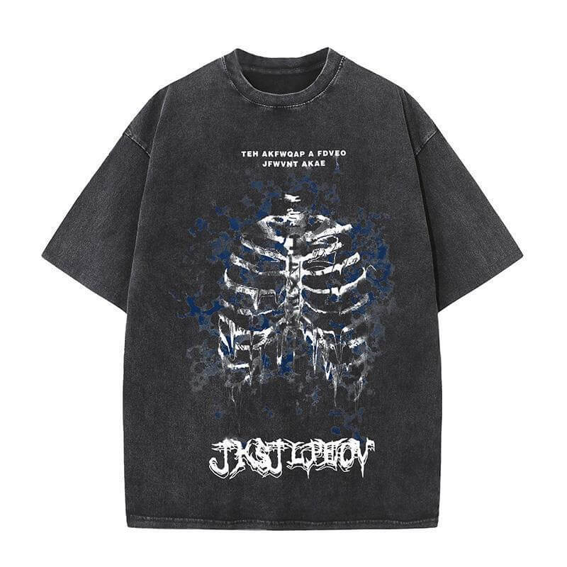 Goth Skull Graffiti Print Casual T-shirt