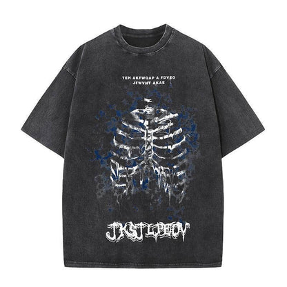 Goth Skull Graffiti Print Casual T-shirt