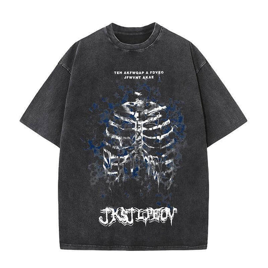 Goth Skull Graffiti Print Casual T-shirt