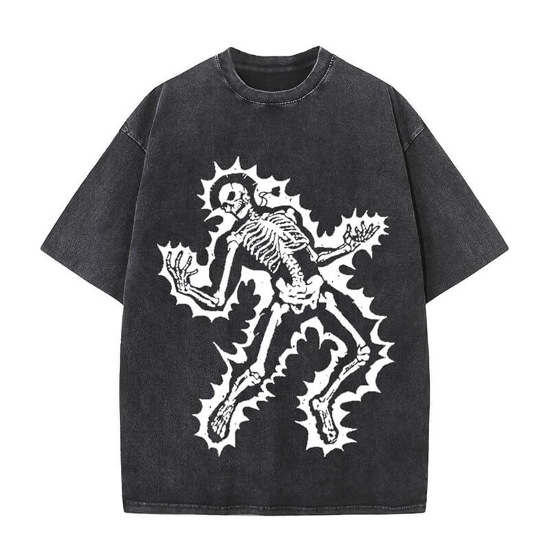 Goth Skull Graffiti Print Casual T-shirt