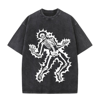 Goth Skull Graffiti Print Casual T-shirt