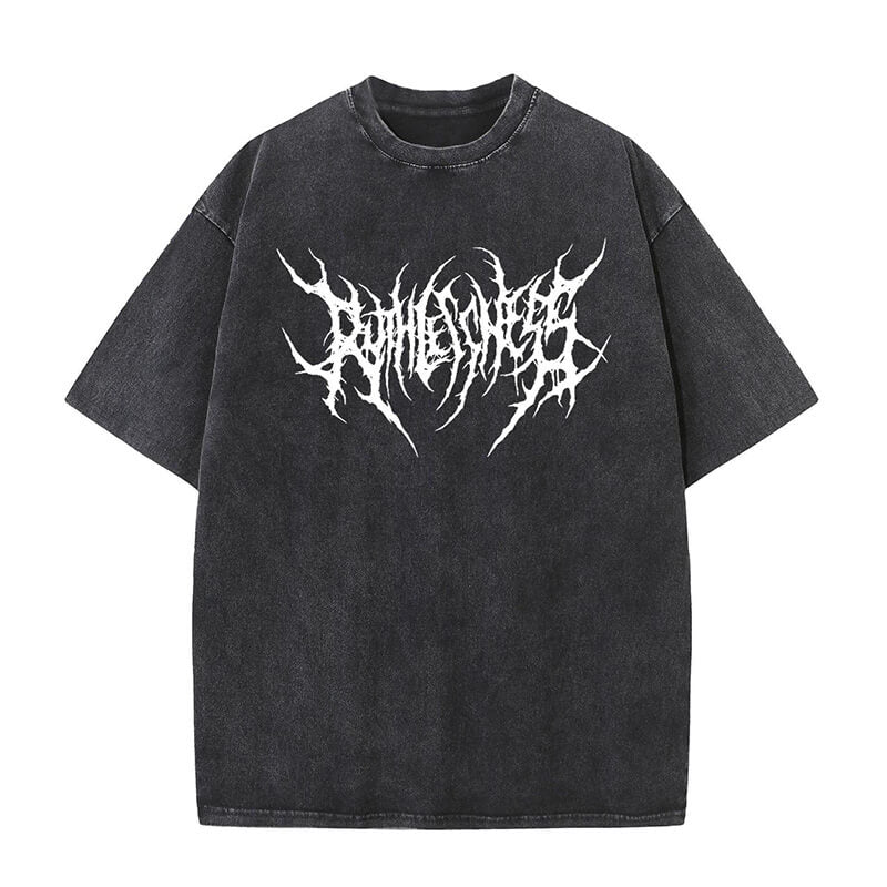 Goth Skull Graffiti Print Casual T-shirt
