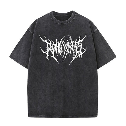 Goth Skull Graffiti Print Casual T-shirt