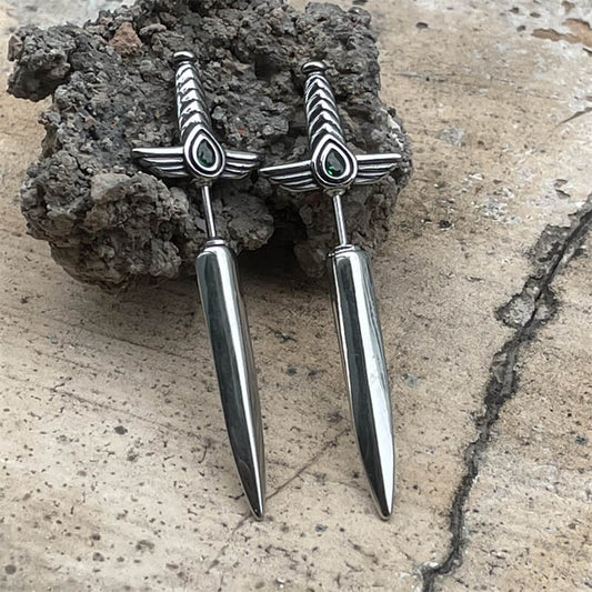 Goth Sword Design Stainless Steel Earrings