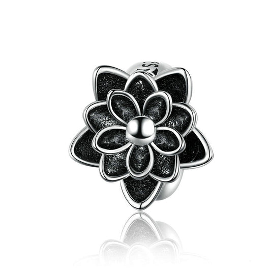 Gothic Black Flower Lotus Charm
