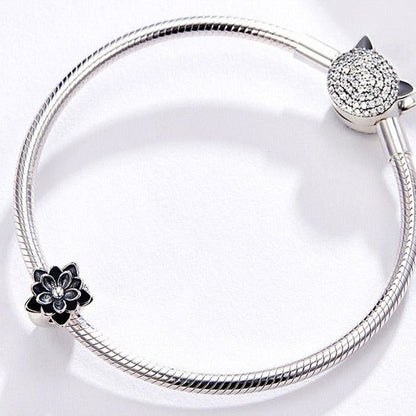 Gothic Black Flower Lotus Charm