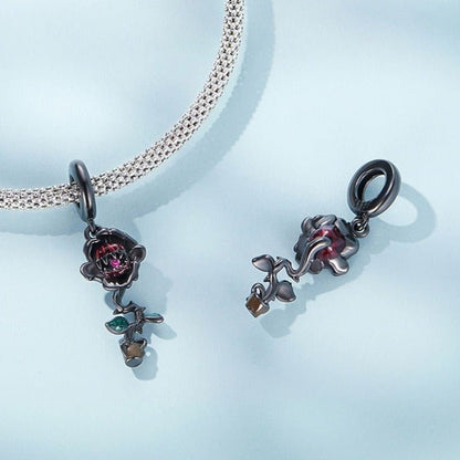 Gothic Black Moon Rose & Butterfly Charm Series