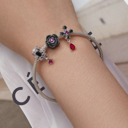 Gothic Flower Moon Bat & Vintage Style Hanging Beads