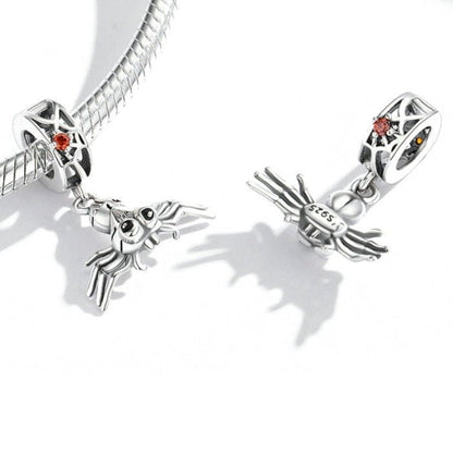 Gothic Hollow Skull and Cobweb Charms