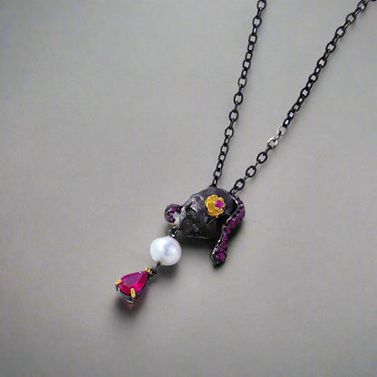 Gothic Skull with Freshwater Pearl Necklace