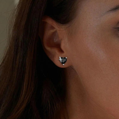 Gothic Stud Earrings with Black Diamond