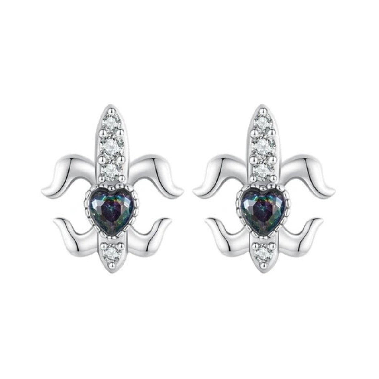 Gothic Stud Earrings with Black Diamond