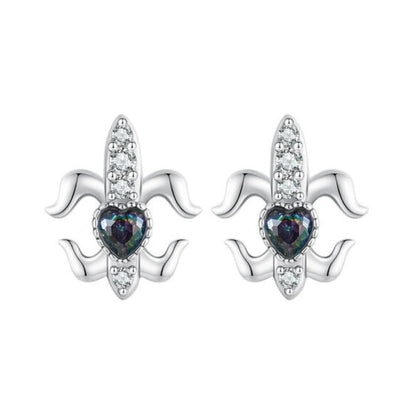 Gothic Stud Earrings with Black Diamond