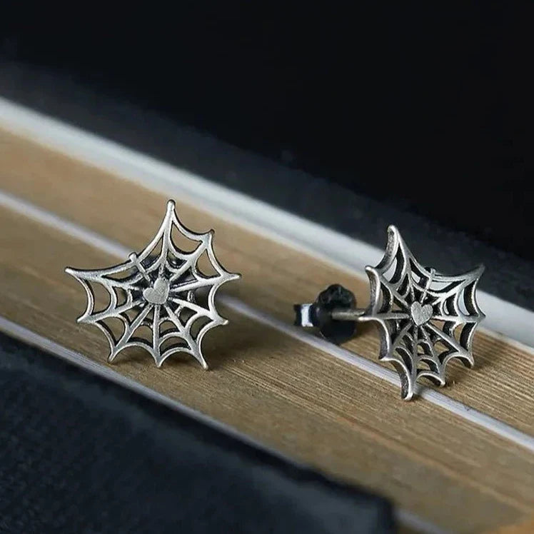Gothic Style Retro Spider Web Stud Earrings