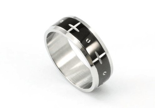 Gothic Two Tone Cross Men's Ring Band
