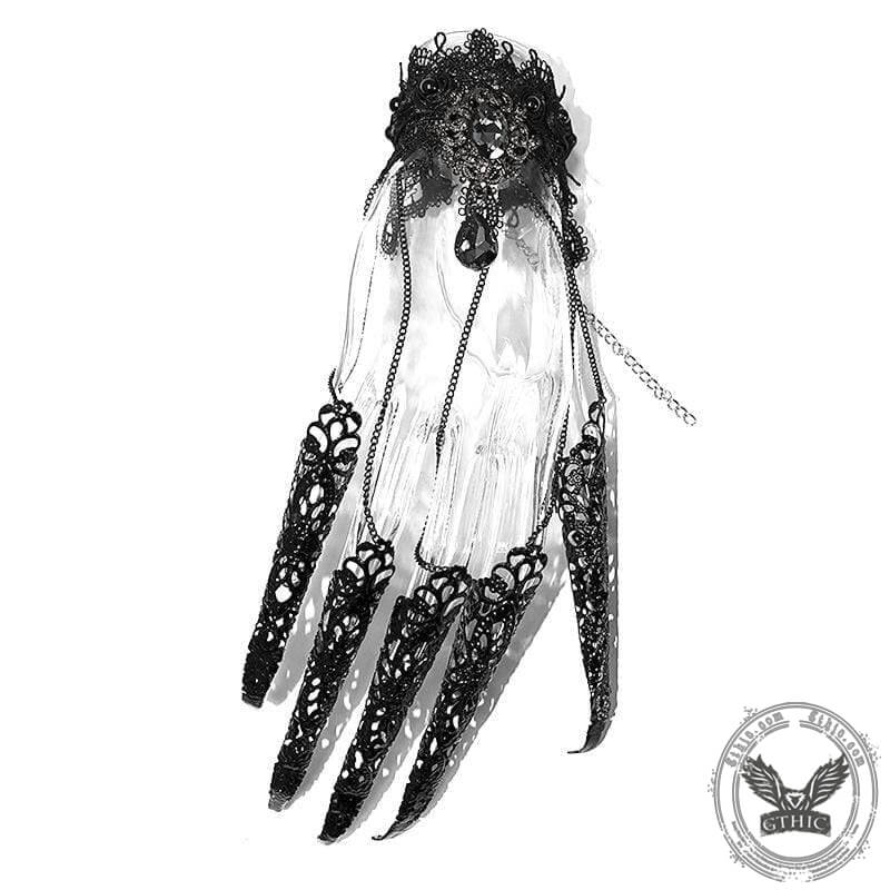 Gothic Chain Link Lace Fingertip Bracelets