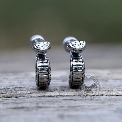 Gothic Cobra Snake Stainless Steel Stud Earrings