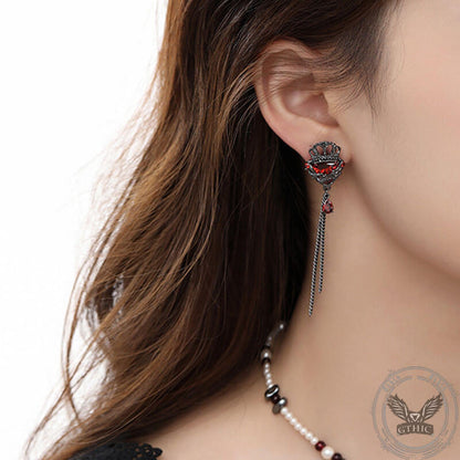 Gothic Crown Heart Chain Asymmetric Alloy Earrings