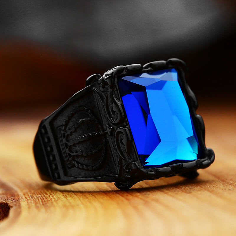 Gothic Crown Stainless Steel CZ Ring