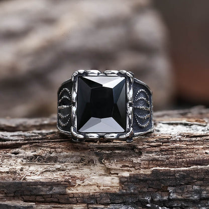 Gothic Crown Stainless Steel CZ Ring