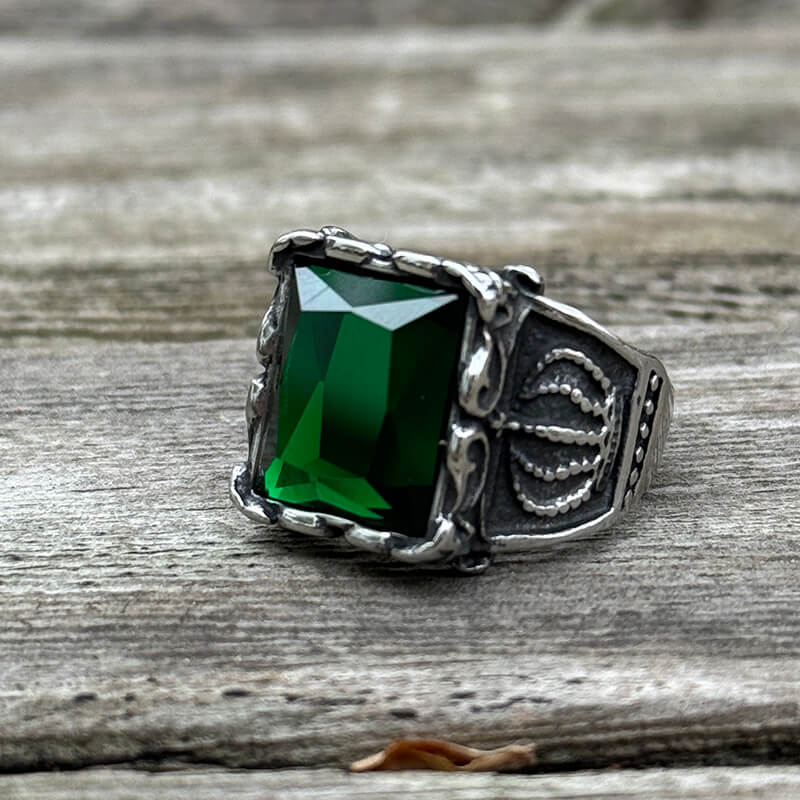 Gothic Crown Stainless Steel CZ Ring