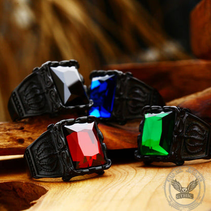 Gothic Crown Stainless Steel CZ Ring