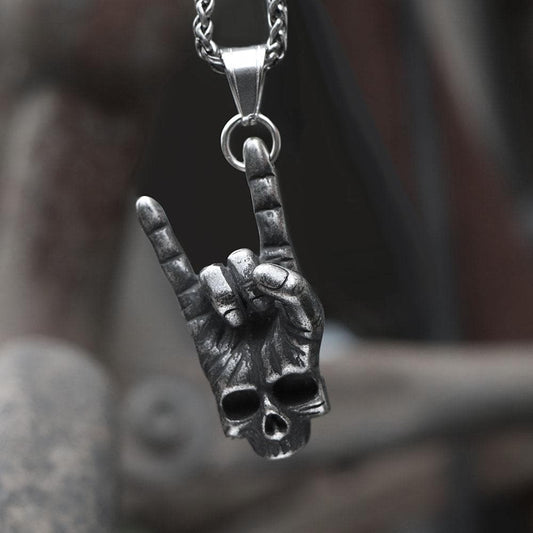Gothic Dark Rock Stainless Steel Skull Necklace