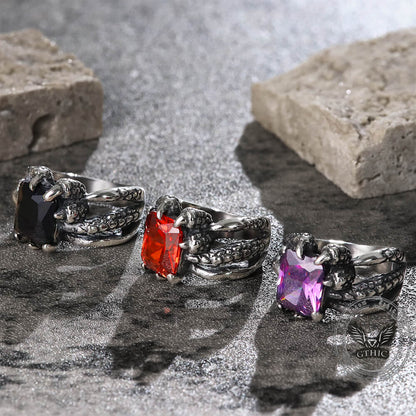 Gothic Dragon Claw Stainless Steel Gem Ring