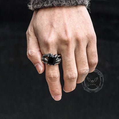 Gothic Dragon Claw Stainless Steel Gem Ring