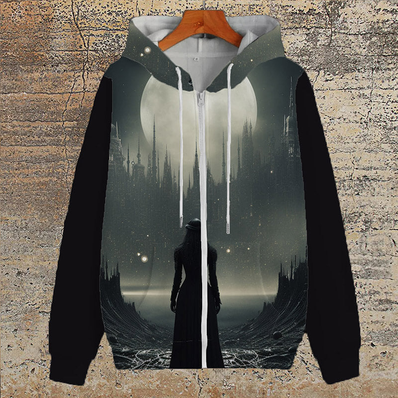 Gothic Female Warrior Polyester Hoodie Coat