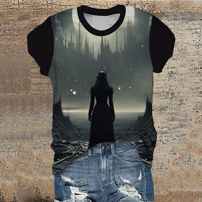 Gothic Female Warrior Short Sleeve T-Shirt