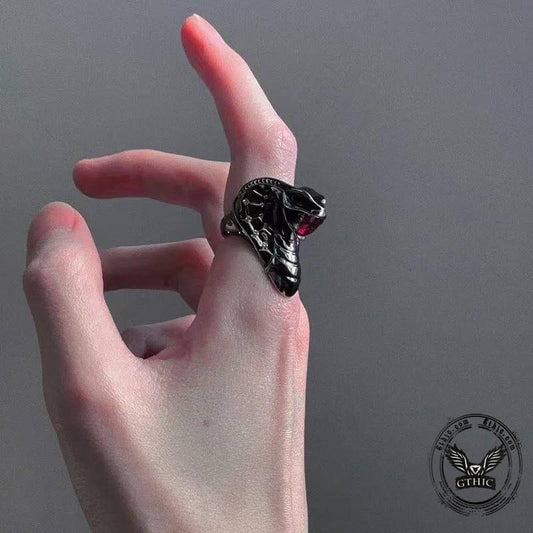 Gothic Fierce Cobra Gemstone Alloy Open Snake Ring