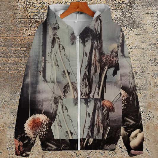 Gothic Flower Ruins Polyester Hoodie Coat