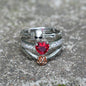 Gothic Heart Zircon Skull Brass Ring