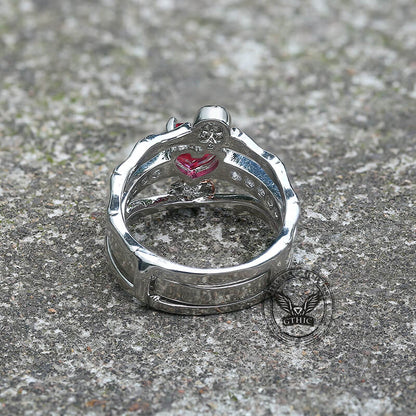 Gothic Heart Zircon Skull Brass Ring