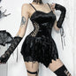 Gothic Hollow Lace Up Suspender Dress