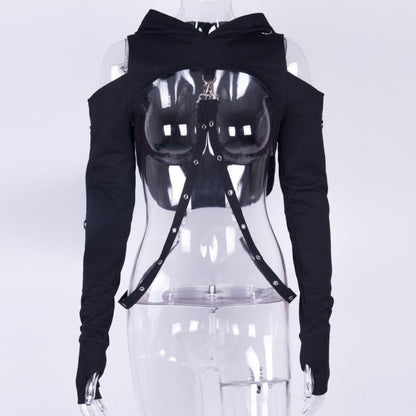 Gothic Hooded Cotton Super Crop Top
