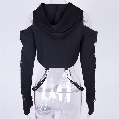 Gothic Hooded Cotton Super Crop Top