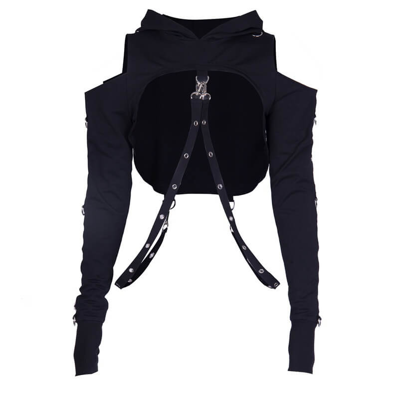 Gothic Hooded Cotton Super Crop Top