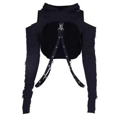Gothic Hooded Cotton Super Crop Top
